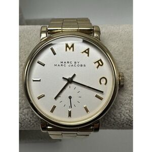 Marc Jacobs MBM3243 New Battery Womens Watch 36MM 6.25" Gold Tone White Dial R60